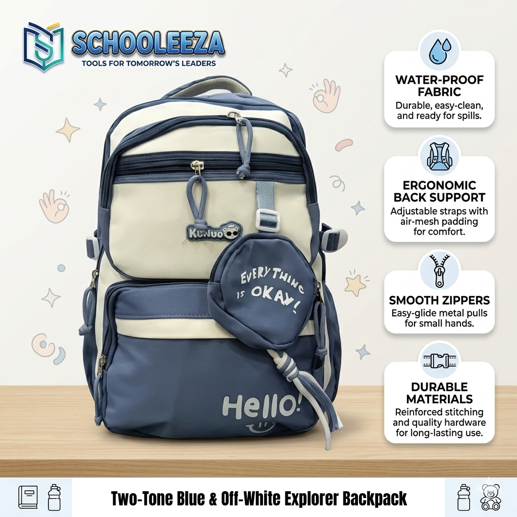 Two-Tone Blue & Off-White Explorer Backpack