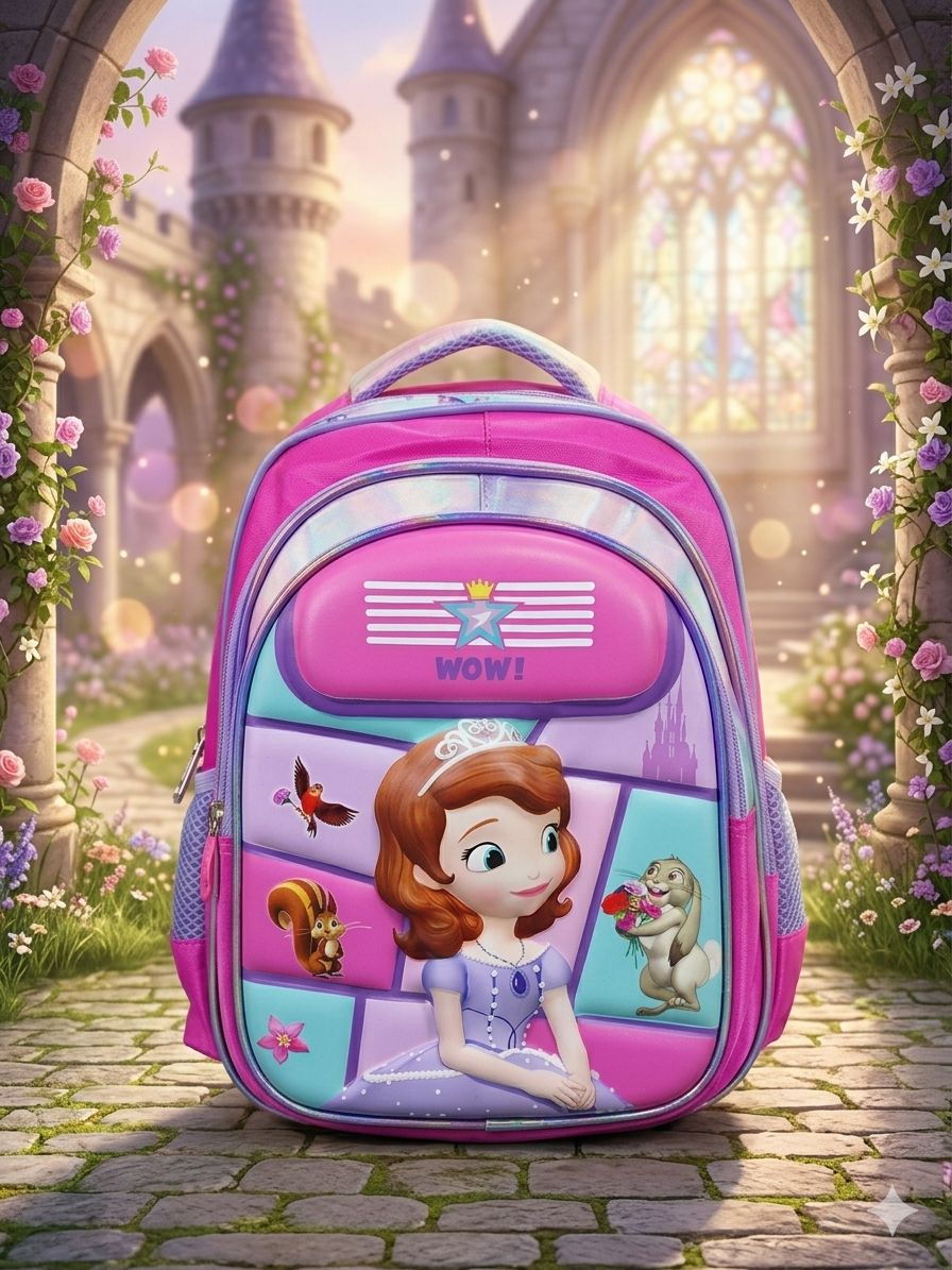 Girls Princess School Backpack – Lightweight Kids School Bag for Girls with Cute Cartoon Design