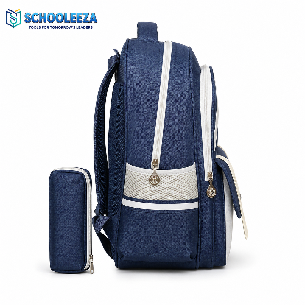 Happy Kids Backpack with Matching Pencil Pouch β Navy Blue - Image 2