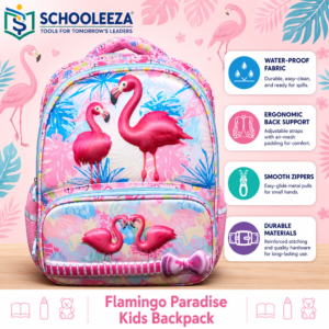 Flamingo Paradise Premium Kids School Backpack