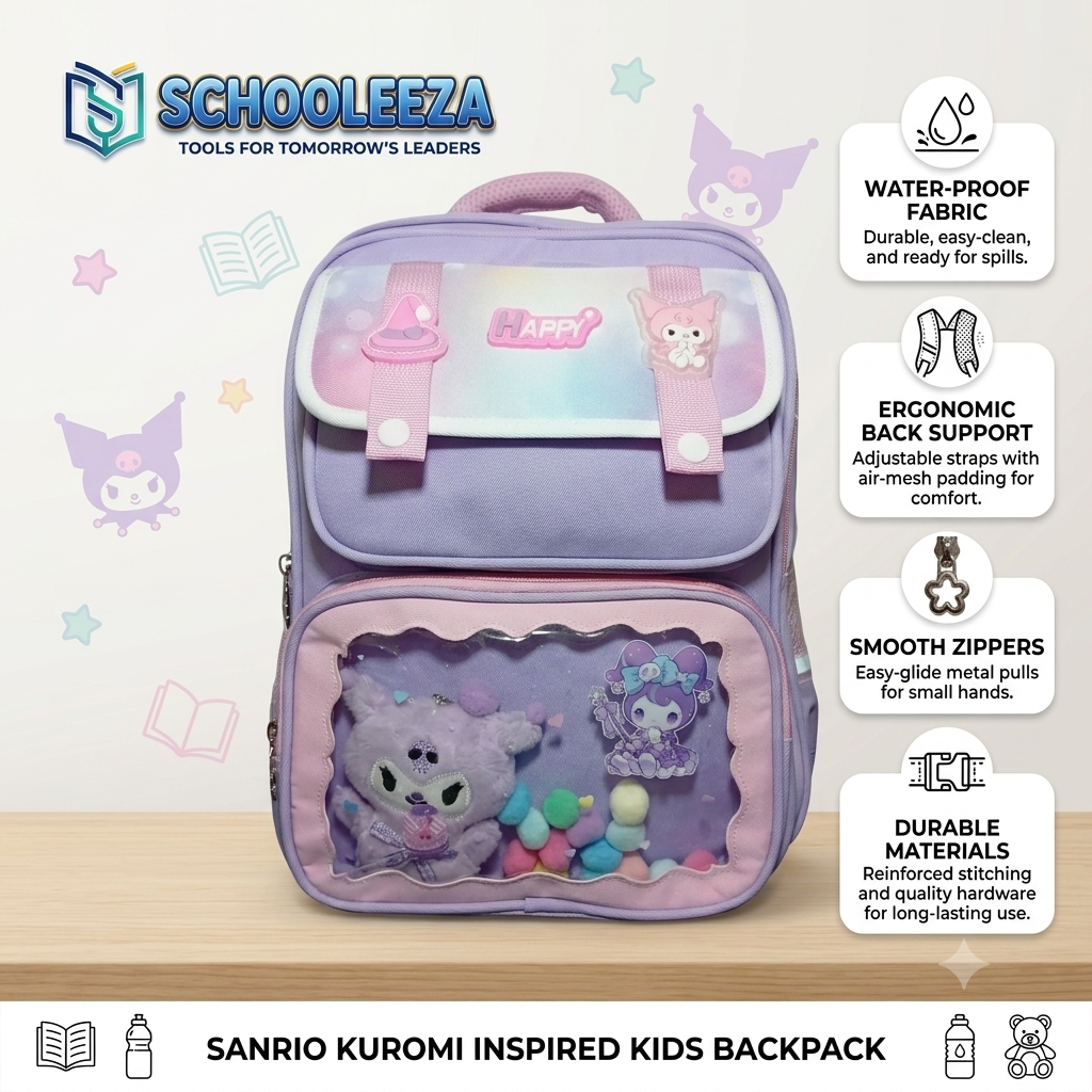 Sanrio Kuromi Inspired Kids Backpack – Ergonomic Comfort Edition