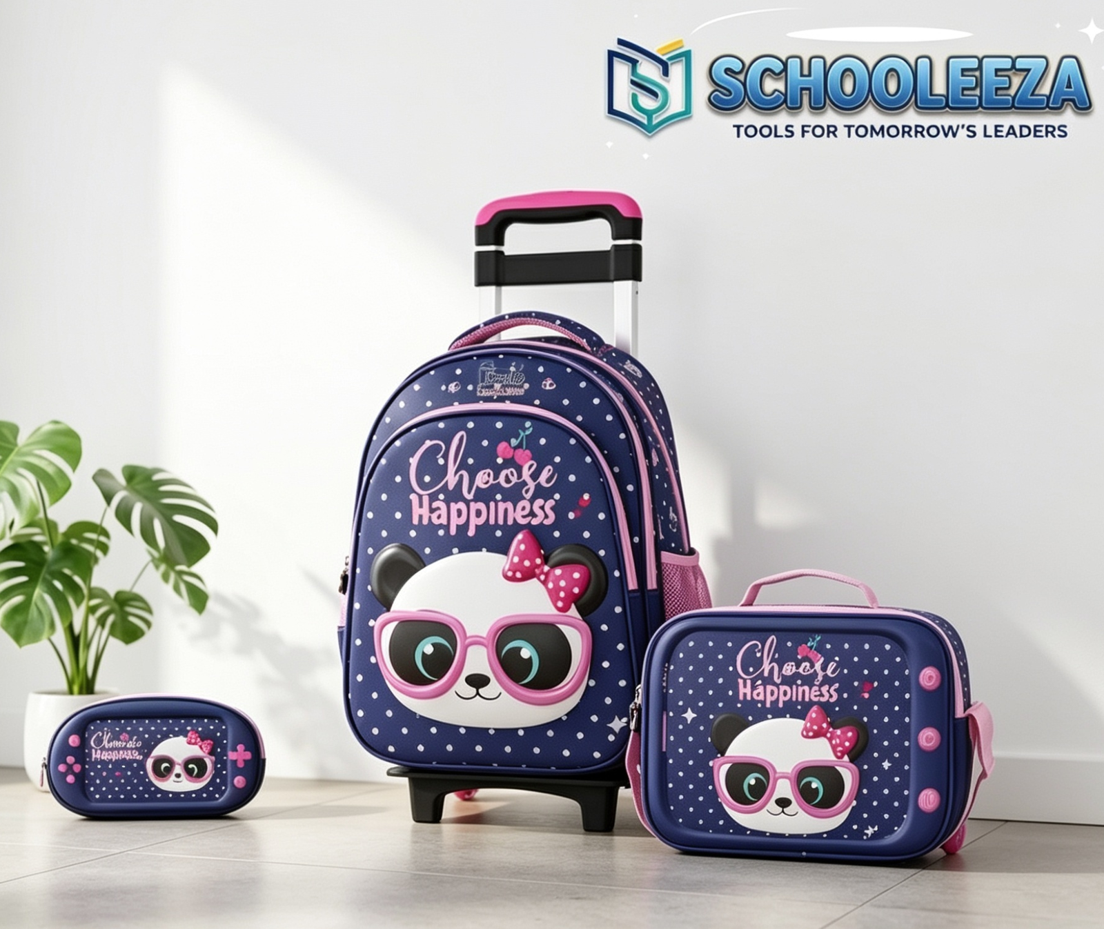 Happy Panda 3-Piece Backpack Set