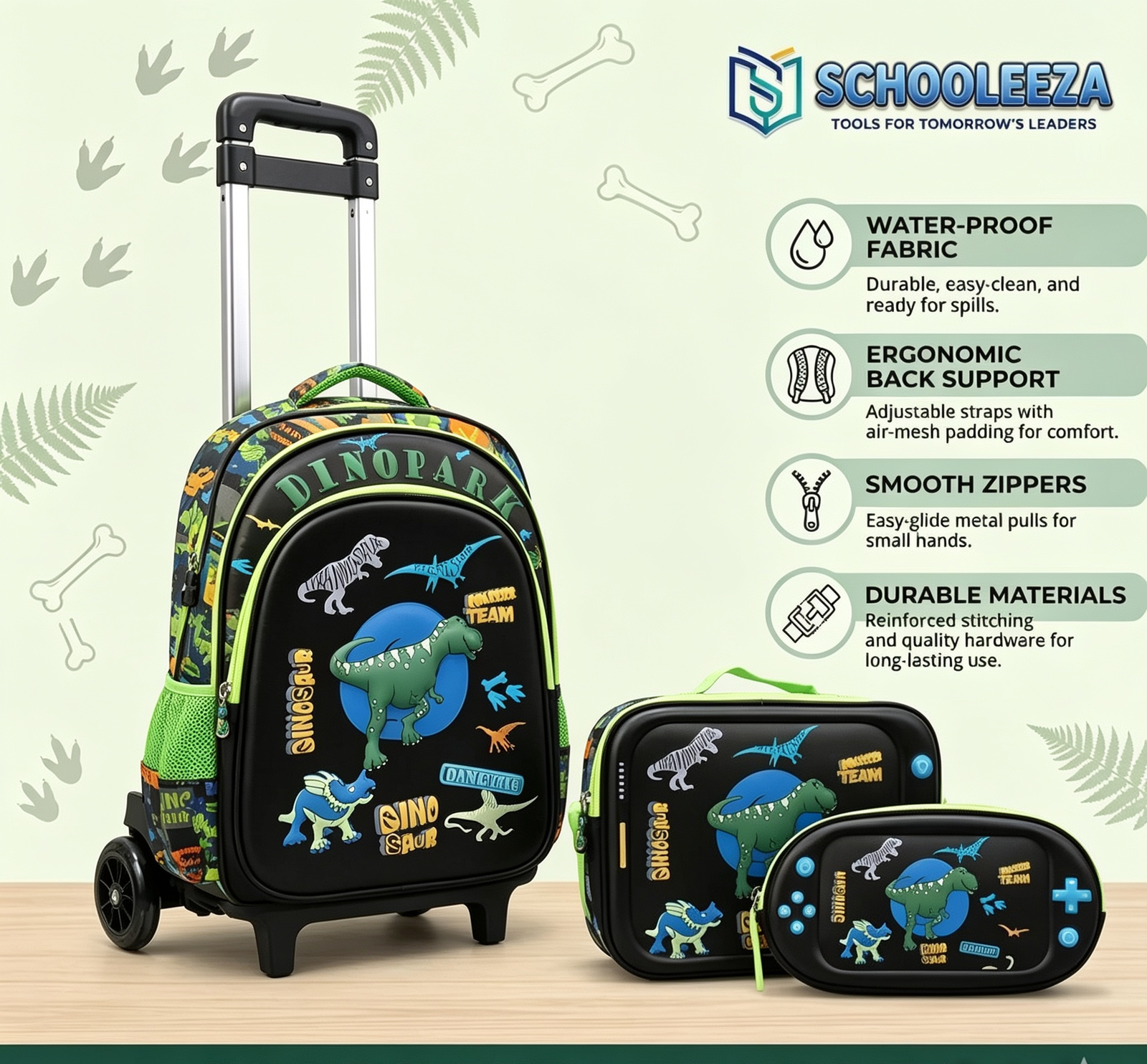 3PCS Dinosaur Adventure Backpack – Dino World Edition