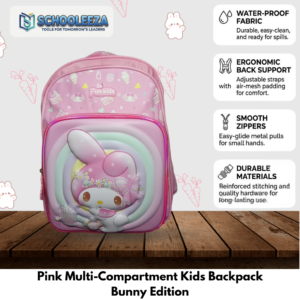 Pink Multi-Compartment Kids Backpack Bunny Edition